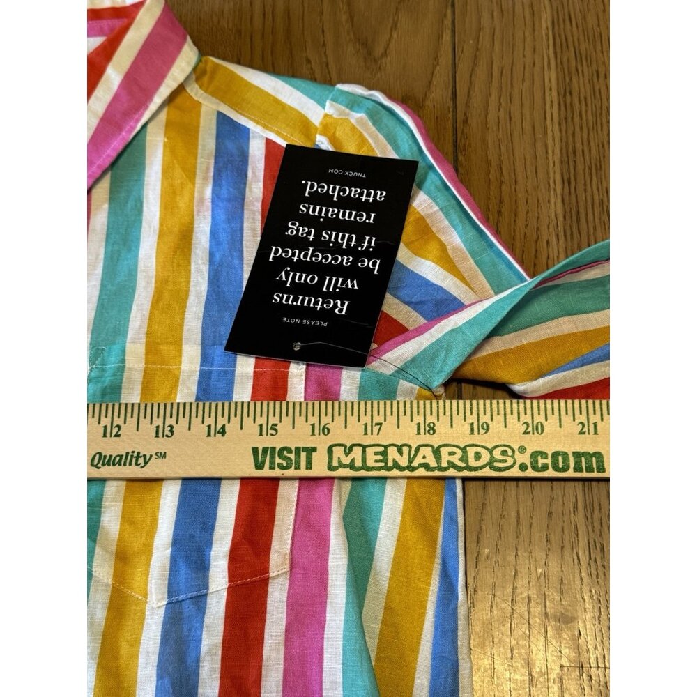 Tuckernuck Callahan Dress XS Rainbow Stripe Mini Dress size Cotton Linen Blend - Picture 3 of 16